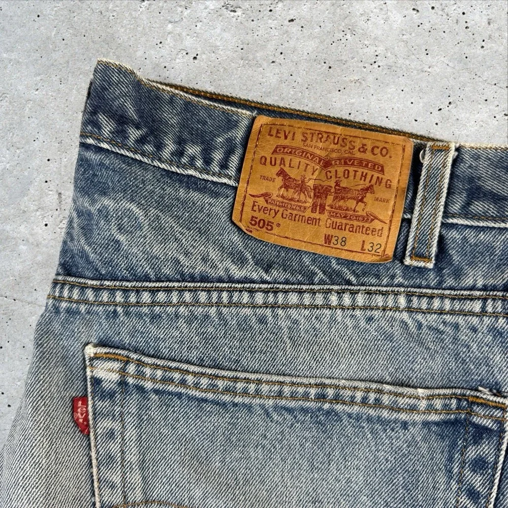Vtg Levis 505 Jeans Measure‎ 36x32 90s Light Wash Straight Relaxed Denim